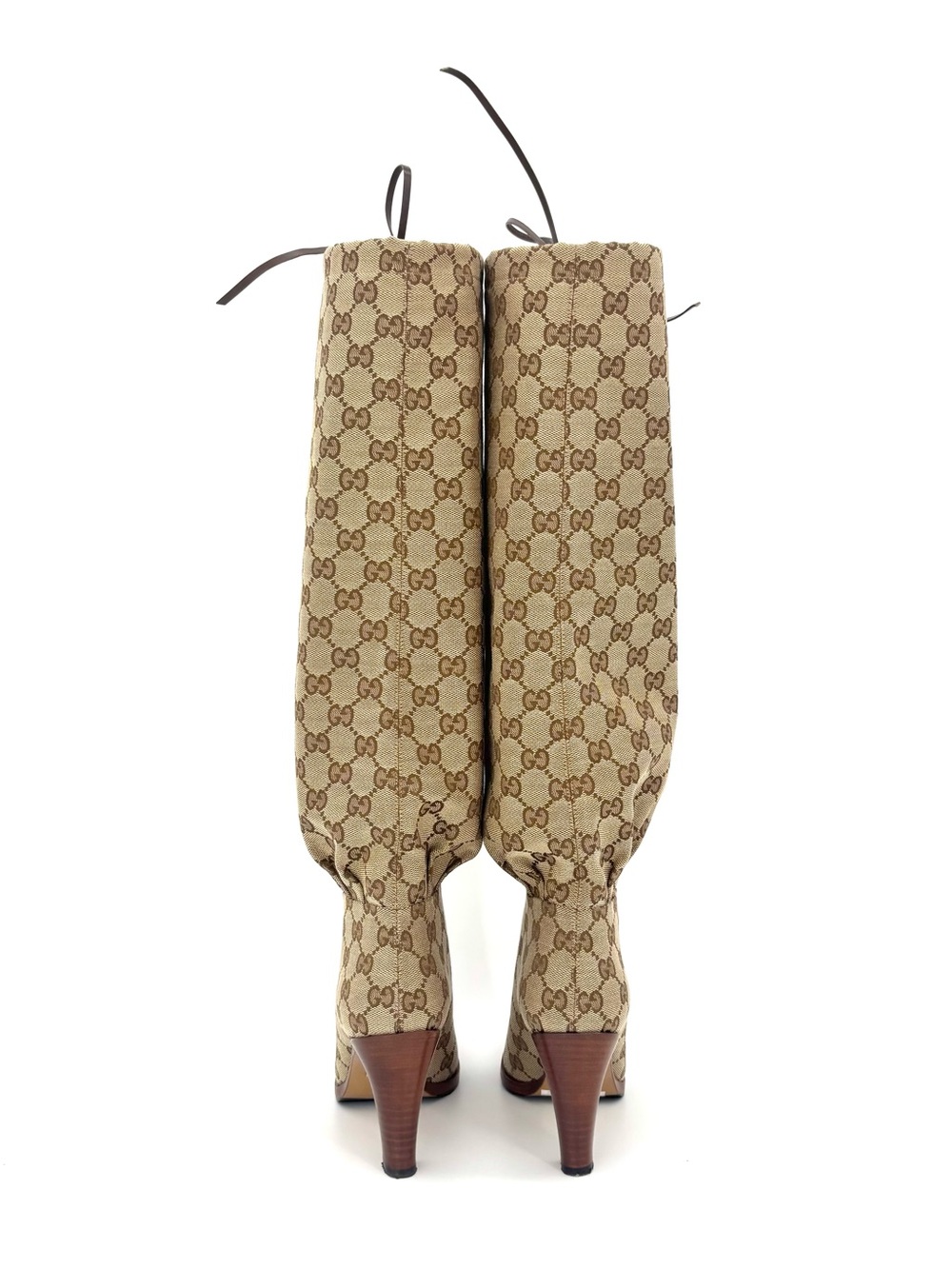 Gucci Lisa Monogram Slouch Knee High Heeled Pull On Boots 35.5 - Picture 3 of 10